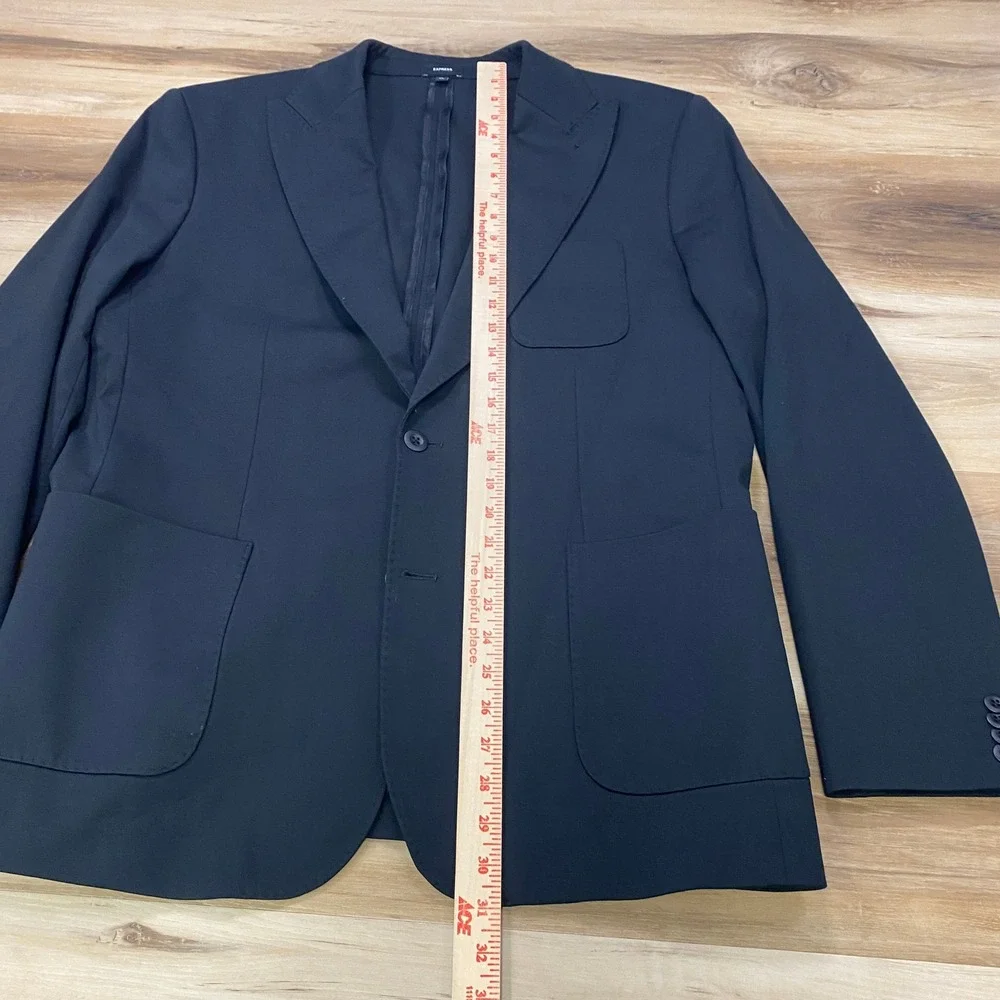 Express Suit 44L 38W Extra Slim Cotton Blend Stretch Two Button Black